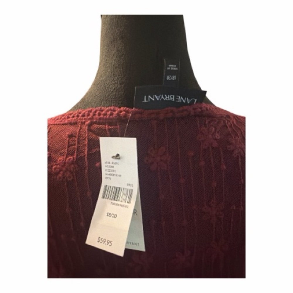 NWT Lane Bryant Floral Lace Top in Rich Burgundy Size 18/20 - Picture 8 of 9